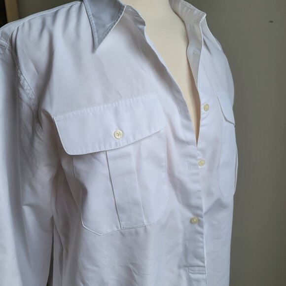 Lauren Ralph Lauren Women White Cotton Long Sleeve Half Button Down Shirt Sz XL - Picture 5 of 16